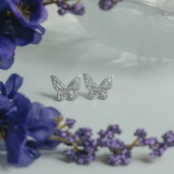 2 for $50💕 Sterling, Zircon, Butterfly Earrings - Picture 4 of 7